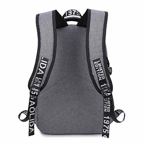 Neuleben Wasserabweisend Rucksack mit USB Port Business Laptoprucksack f  r 15 6 Zoll Schulrucksack f  r Damen Herren  Grau 