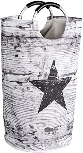 Wenko 3440806100 Wäschesammler Jumbo Star Wäschekorb, Fassungsvermögen 69 L, Polyester, mehrfarbig, 38 x 38 x 72 cm