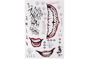 AISNANZH Halloween Temporary Tattoo,Joker Temporary Tattoos For Men Women Girls Adults Halloween Cosplay Accessories (style 1)