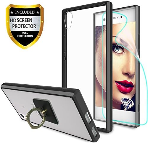 Sony Xperia XA1 Ultra Clear Case,Xperia XA1 Ultra Cover With HD Screen Protector + Phone Stand, [Anti-Scratch] [Shock Absorption][Air Hybrid] Ultra Slim Bumper Cover For Sony Xperia XA1 Ultra-CB Black
