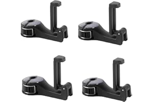 KETTION 4 Stücke Verbesserter 2-in-1 Auto Hakenhalter, Heckhaken für Autositze mit Handyhalterung (Schwarz 4 Stück)