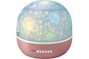 BEPER Proiettore Stelle Bambini, Luce Notturna Cupola LED, Proiezione a Tema Spazio e Animali, Rotazione Automatica, Cavo USB compreso