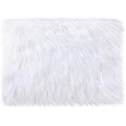 White Faux Fur Plush Cushion Fluffy Small Area Rug, Luxury Background for Small Items/ Jewelry/ Nail Art Desk Photos, Product Display & Home Decor (Rectangle - 15 x 10 Inches)