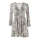 iHENGH Vorweihnachtliche Karnevalsaktion Damen Leopardenmuster Sexy Wickelkleid V-Ausschnitt Frauen Langarm Party Club Mini Teekleid