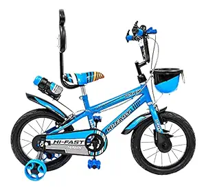 Hi-Fast 14 inch Kids Cycle for 3 to 5 Years Boys & Girls with Training Wheels (Hawk-SRM14T-Semi-Assembled)