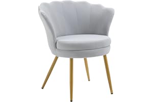 IL GRUPPONE PASSIONE CASA Poltrona Conchiglia Camera da Letto in Velluto Design Moderno, Sedia Classica con Gambe in Metallo Placcato Oro - Poltroncina per Salotto con Seduta Morbida Imbottita Modello Maddina - Grigio