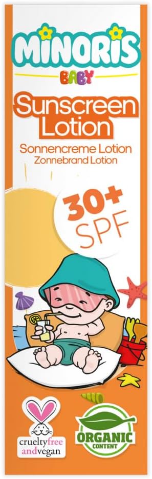 Minoris Baby Güneş Kremi SPF 30+ 150ml | Organik, Doğal ve Mineral Güneş Koruması | Hassas Ciltler İçin | Hipoalerjenik, Vegan, Suya Dayanıklı, Geniş Spektrumlu, Dermatolojik Olarak Test Edilmiş