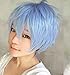 Short Cosplay Wig Men's Full Wig(Sky Blue)