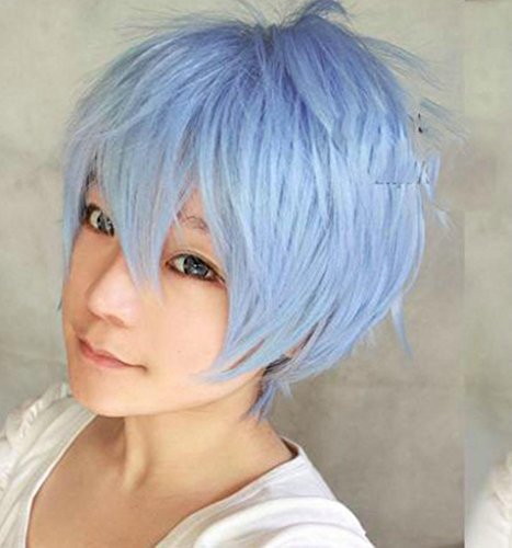 Short Cosplay Wig Men's Full Wig(Sky Blue)