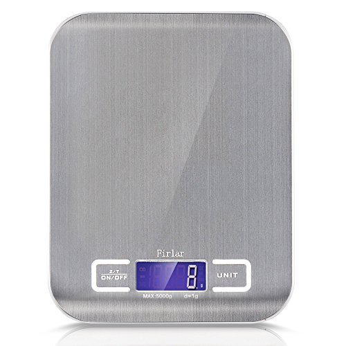 Firlar 5Kg / 11lb Digital Post Und Nahrungsmittelskala Edelstahl Beleuchtete LCD Anzeigen Multifunktionsküche Elektronische Balance