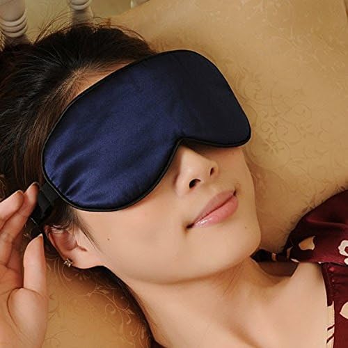 Weksi 100% silk Eye Mask Eys Pillow Sleep Mask Sleep Master with Ear Plugs, Washable (Dark Blue)