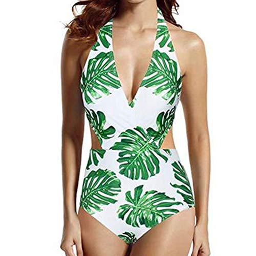 Women's Leaf Print One-Piece Swimsuit Swimsuit Beachwear Bikini