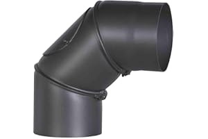 FireFix R150/B - Tubo per stufa, in acciaio spesso 2 mm, diametro 150 mm, per camini e focolari, Senotherm, nero, regolabile da 0 a 90 gradi, con porta di pulizia