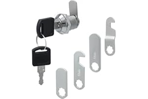 Wkmamo Serratura per cassetta postale di sicurezza da 16 mm, serratura a camma, serratura per cassetta delle lettere, serrature per porta degli attrezzi con 5 piastre di bloccaggio diverse