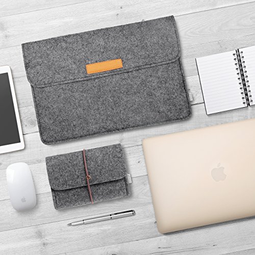 Inateck Neue 12 Zoll MacBook Retina Sch  tzh  lle  Sleeve Tasche  Klettverschluss  Verschluss mit Klettband  Dunkelgrau