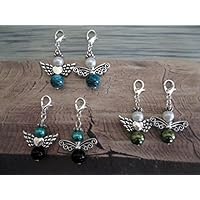 Set 6 Charms, Anhänger, Schutzengel Anhänger- Mix Grün