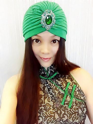 Green Gemstone Turban,Womens Turbans,Full Turbans,Turban,Turban Hat,Stretch Turban,Fashion Turban,Head Wrap,Head Scarf,Headband,Fashion,Gift,Show,Party,Holiday
