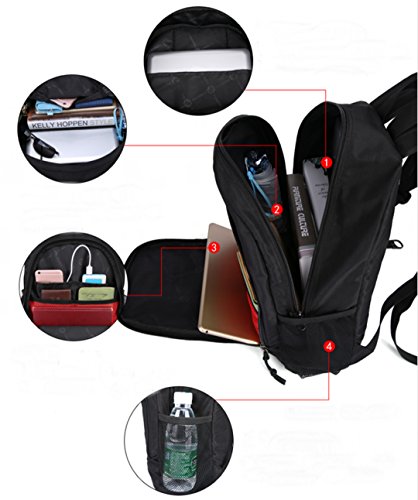 SLOTRA Business Schule Laptop Rucksack 14 Zoll Daypack Outdoor Reisen Studenten Sport Leicht Backpack Freizeit Schwarz - 5