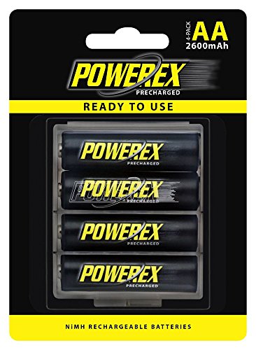 Pilas de NiMH Recargables AA precargadas Powerex con Baja tasa de autodescarga (MHRAAP4) AA Pack de 4 Negro