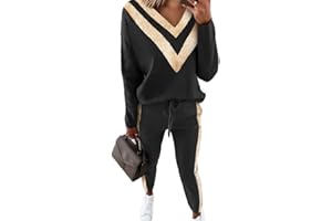 Godoboo Damen Sportanzug Set Jogginganzug Damen Freizeitanzug Frauen Trainingsanzug Set 2 Teiliges Langarm Hosenanzug Loose