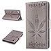 Price comparison product image Lonchee Sony Xperia T3 Case Cover, Maple embossing pattern design PU Leather Wallet Stand Flip Case Cover for Sony Xperia T3 - gray