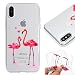 Produktbild iPhone X Hülle, E-Unicorn Handyhülle Apple iPhone X Hülle Transparent mit Muster Roter Flamingo Silikon Durchsichtig Tasche Ultra Slim Dünn TPU Bumper Schutzhülle Stoßfest Hochwertigem Zubehör Set Etui Schale Back Case Cover Rückseite