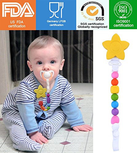 niceEshop(TM) Lovely Petal Style Baby Pacifier Holder Silicone Pacifier Clip, Yellow (#1)
