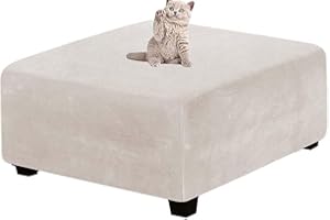 Yekuhe Velluto Copri Pouf Quadrato Elasticizzato Copri Poggiapiedi Quadrato Pieghevole Copertura Dell'Ottomano con Fondo Elastico Sofa Protettore per Soggiorno (Color : A4, Size : 65x65cm/26x26in)