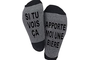 Flyglobal Chaussettes Drôles Biere SI TU VOIS ÇA,APPORTE MOI UNE BIÈRE Chaussettes Courtes Fantaisie Nouveauté Chaussettes Lettres Cadeau pour Chaussette Drôle Pas Cher Homme/Femme