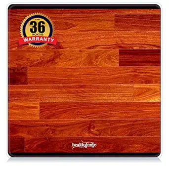 Healthgenie Magic LED Digital Weight Machine For Body Weight, Thick Tempered Glass Weighing Scale with 2 Year Warranty & Batteries HD-321( RED WOOD)