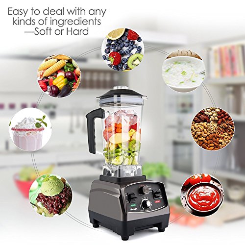 Standmixer MengK Profi Smoothie Maker Power Mixer Gewerbe / Küche Blender Ice Crusher mit 25.000 U/min, 1400W, BPA-FREI 2 Liter Ideal für Smoothies, Eiscreme, Rohkost und Milchshakes (6 Edelstahlmesser) - 2