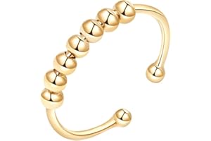 QIANFENG 1Stück Anxiety Ring Gold,Anti Stress Ringe,Damen Angst Fidget,Frauen Gold Gegen Rings,Skills Spinner Angstring,für Halskette Original,Panikattacken Verstellbar Antistress,Nervosität Panik Schmuck