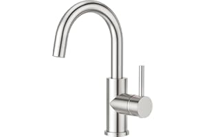 CREA Rubinetto Cucina, Rubinetto Lavello Girevole a 360°, Miscelatore Monocomando per Bagno o Piccola Cucina, Rubinetto Lavandino Bagno con Bocca Alta, Acciaio Inox