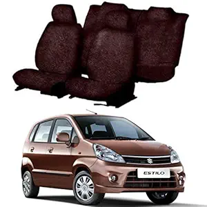 Rufus Cotton Car Seat Cover for Maruti Suzuki Zen Estilo (5 Seater) (Brown) (All Detachable Headrest)