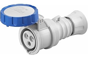 Gewiss Gw62037h basse tension à vis connecteur droit de câblage, haute performance, IP66/IP67/IP68/Ip69, 6 Référence, 2P + E Pole, 200 V-250 V, 32 A, 50 Hz/60 Hz, Bleu