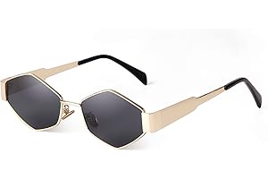 ADEWU Occhiali da sole donna oro vintage occhiali stretti esagonali montatura in metallo retrò UV400