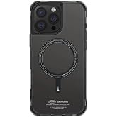 iPhone 16 Pro Max i&ccedil;in Magsafe İle Uyumlu Kılıf Şarj &Ouml;zellikli Şeffaf Airbag Tasarımlı Skinarma Saido Siyah