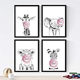DETALLE DEL PRODUCTO: Set de cuatro posters animales divertidos