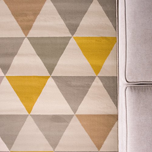 „Milan“ Moderner Teppich mit Harlekin Dreiecksmuster für das Wohnzimmer in Ocker-, Gelb-, Grau- und Beigefarbtönen 160cm x 230cm - 2