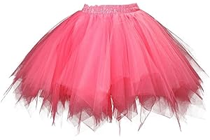 CLACCE Karneval Tüllrock Damen Kurz Rock Hohe Taille Tutu Rock Tüllrock Petticoat 50er Puffy Tütü Minirock Reifrock Unterrock Tüll Underskirt