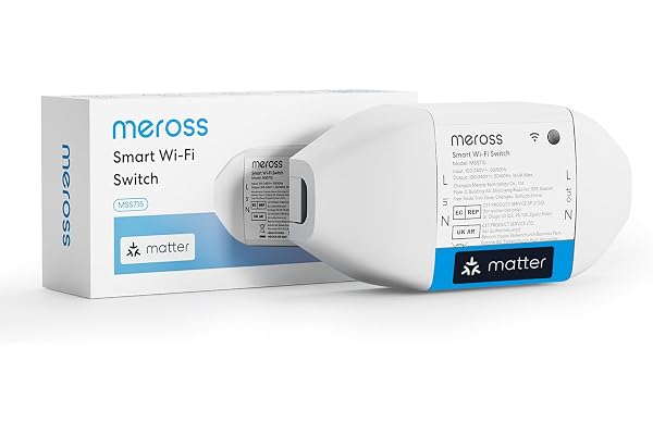 Meross Interrupteur Connecté Matter, 16A Interrupteur WiFi avec Matter Simple Setup (MSS) et Suivi de Consommation d'Énergie, Commutateur Universel DIY Compatible avec Apple Home, Alexa et Google Home