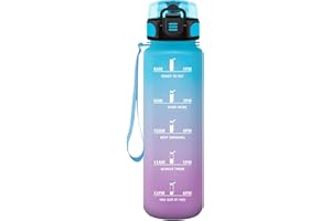 Honeyholly Gourde Sport, 500ml Étanche & Réutilisable, Gourde Enfant, Motivation avec Filtre Gourde, Bouteille, Bouteille d'eau, pour Gym, enfant, École, Bureau, Yoga