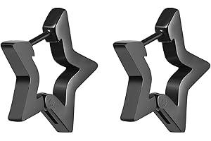 JewelryWe Jewellery Men's Women's Creole Earrings, Stainless Steel Geometric Triangle Square Hexagon Stud Earrings Earrings Earrings Ear Cuffs Silver Black Gold