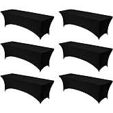 VEVOR 6 Pcs Rectangular Spandex Elastic Table Cloths Washable Wrinkle Free 95% Polyester 5% Spandex for Parties, Weddings, Ba