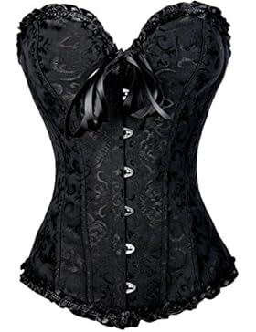 Imbry Damen Korsett Mieder Corsage Dessous Bridal Waesche schnuert sich oben Satin ohne Knochen Korsett mit G-Schnur