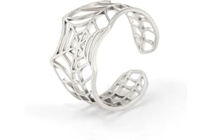 kkjoy Anello di Ragnatela in Acciaio Inox Anelli Aperti Regolabili da Dito Gioielli di Halloween Per Donne Uomini