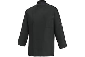 EGOCHEF - Chaqueta de cocinero de manga larga 100% microfibra