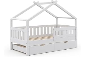 VitaliSpa House bed Design, White, 80x160 cm with guest bed