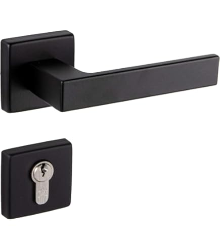 OK deurkruk set Blok recht blind schild zwart aluminium kopen? | Deurklinken