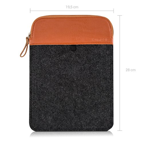 kwmobile Tablettasche Filz Sleeve für 9,7 – 10,1″ Tablet – Tablet Schutzhülle Tasche Case Hülle in Dunkelgrau Braun Innenmaße: ca. 27 x 19,5 cm - 2